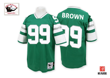 Men's Authentic Jerome Brown Mitchell and Ness Jersey Midnight Green Home - #99 Throwback NFL Philadelphia Eagles